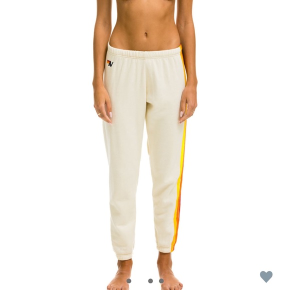 Aviator Nation 5 stripe stitch work down the entire leg size xs vintage white - Picture 4 of 8